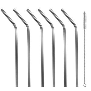 Set x6 cañitas rectas de acero c/cepillo