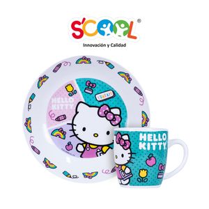 Set Cerámica 2Pz Taza+ Plato Hondo Hello Kitty Scool
