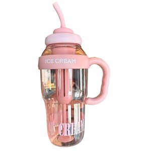 Vaso Botella Ice Cream c/Cañita Rosado/Melon 1400 ml