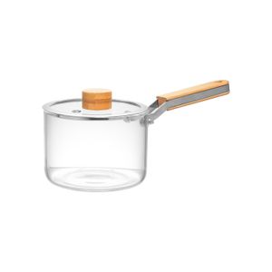 Cacerola de Vidrio Borosilicato Mango de Madera 1.5 L