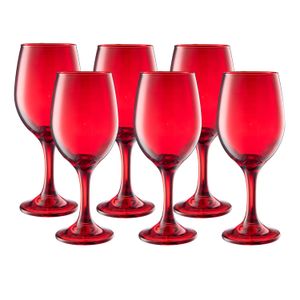 Set de Copas para Agua de Vidrio Rojo 430 ml 6 piezas
